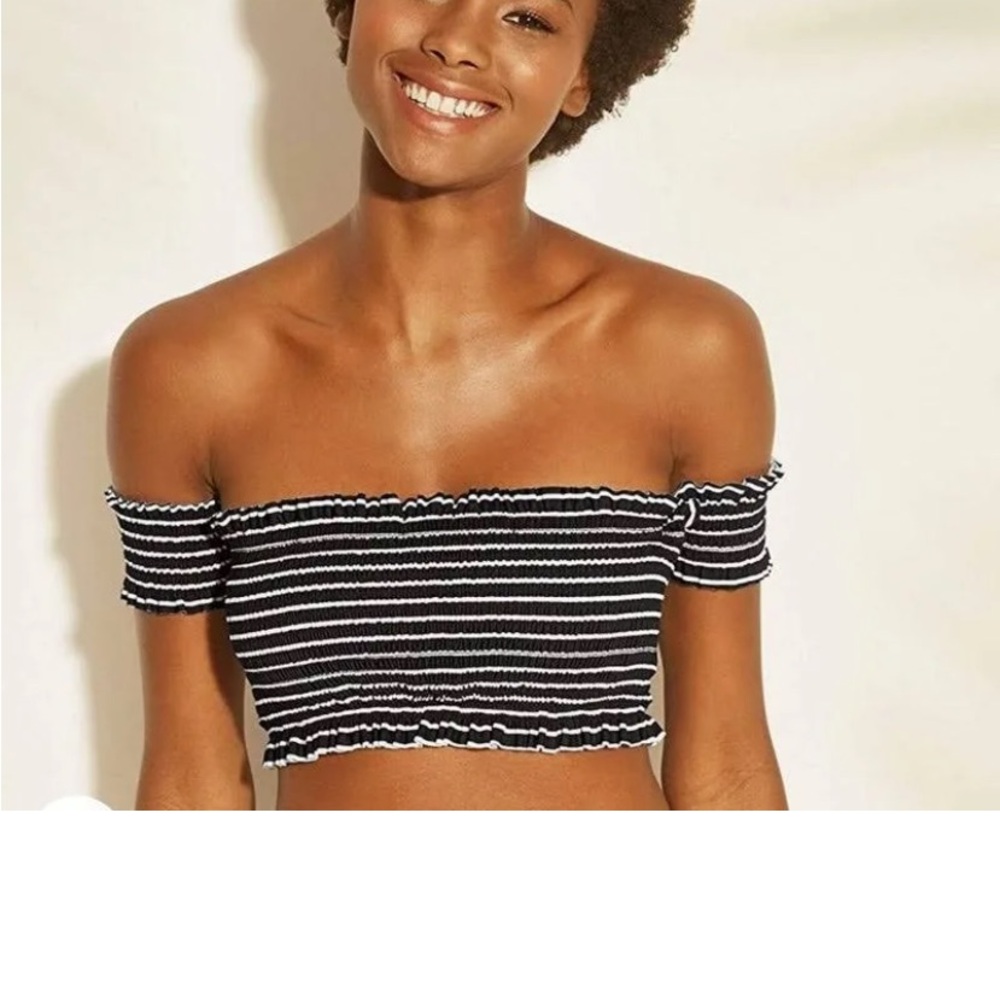 Xhilaration S Smocked Bandeau Bikini Top - Women | Color: Black | Size: XS